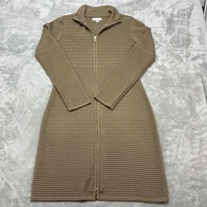 Calvin Klein Sweater Dress Ribbed Knit Zip Front Long Sleeve Women's Size Medium